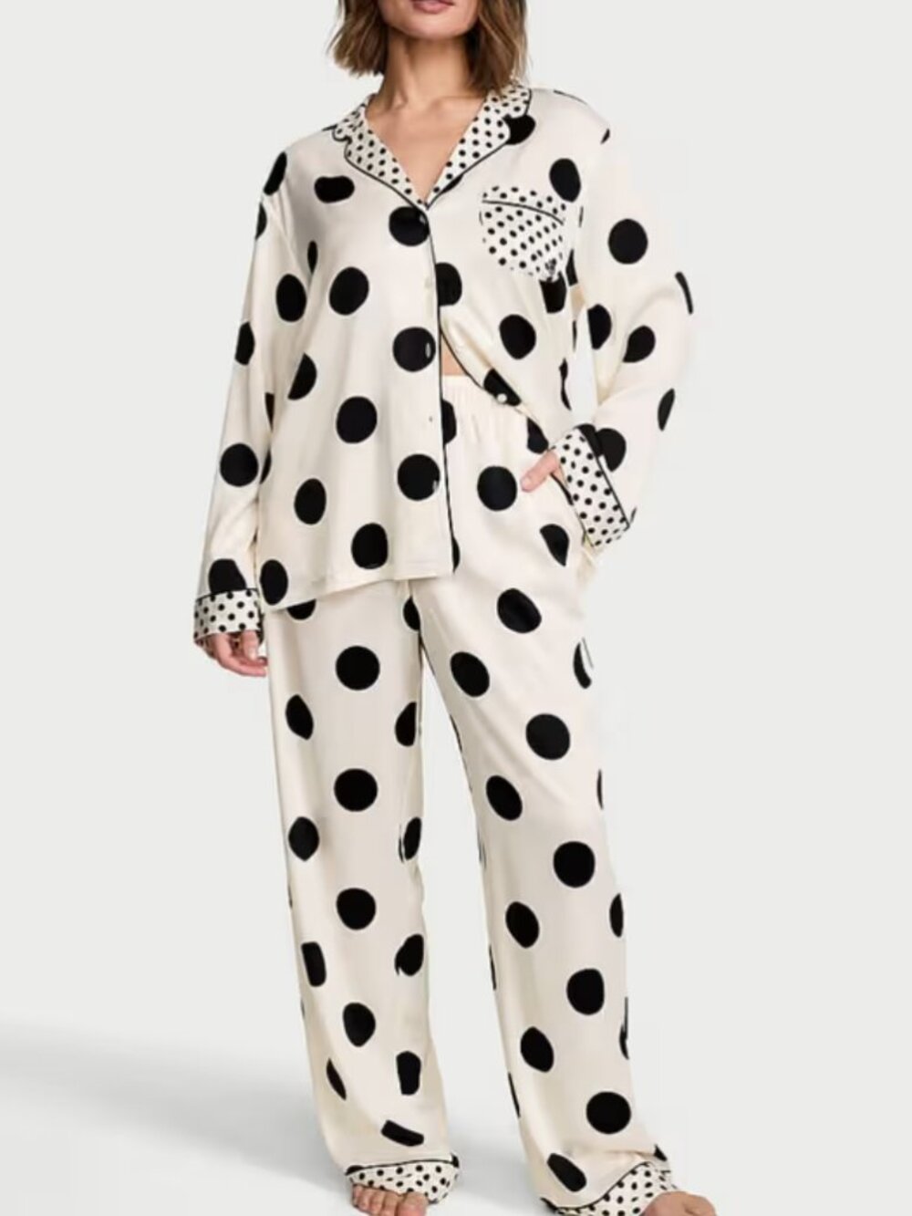 new VICTORIA'S SECRET ESSENTIAL SIGNATURE SATIN DOT PJ S REG